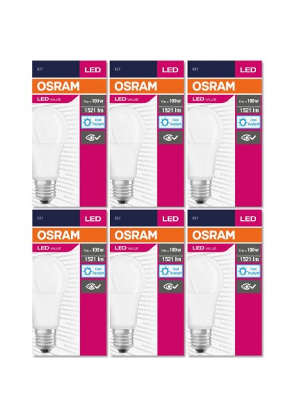 Led Value 13W Beyaz Işık E-27 1521lm Ampul 6 lı Paket