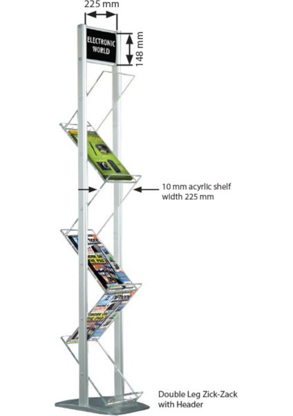Alüminyum Zigzag Broşürlük 6×A4 21 x 30 cm - Alınlıklı