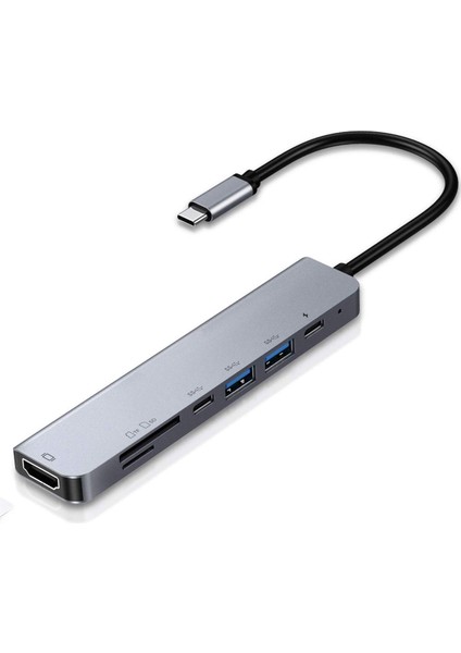7'si 1 Arada Usb-C Hub Tip C Adaptörü Macbook Pro/Air İçin USB 3.0 4K HDMI Çoklu Bağlantı Noktası (Yurt Dışından)