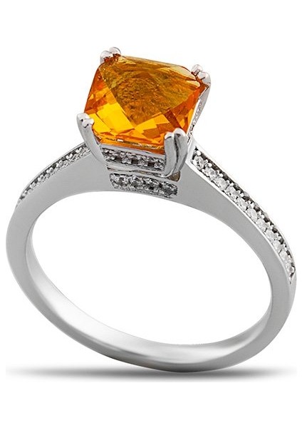 Sarı Zirkon Taşlı Tarz Tasarım 925 Ayar Gümüş Kadın Tektaş Yüzük indirimleri