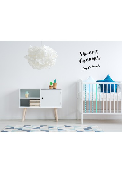 Sweet Dreams Yazısı Duvar Sticker, Ev Dekorasyonu, Oturma Odası Sticker, Salon Sticker 60X35CM Siyah indirimleri