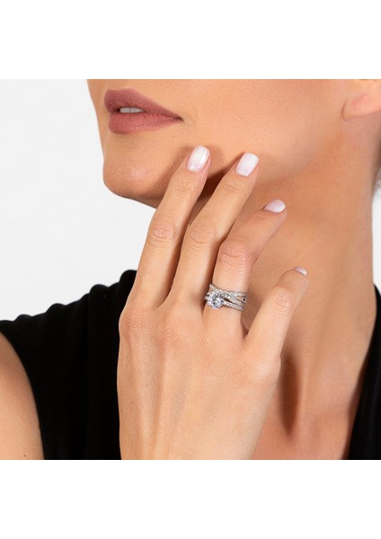 Zirkon Taşlı Cats Eye Tasarım 925 Ayar Gümüş Kadın Tektaş Yüzük modelleri