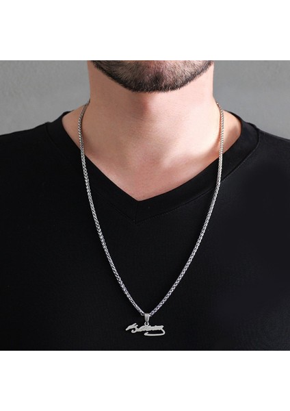 Atatürk Imzalı Silver Renk Çelik Erkek Kolye