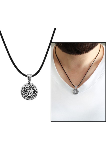 Kişiye Özel Isim Yazılı Üzeri Arapça Allah Yazılı 925 Ayar Gümüş Cevşen Kolye