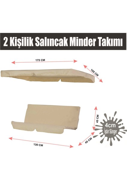 Vip Salıncak Minder Seti 2 Kişilik Tenteli Salıncak Minder Seti Krem Renk