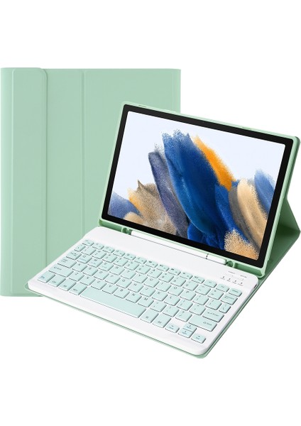 Samsung Galaxy Tab A8 10.5 2021 Için Klavye+Kılıf Açık Yeşil (Yurt Dışından)
