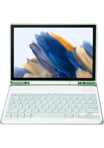 Samsung Galaxy Tab A8 10.5 2021 Için Klavye+Kılıf Açık Yeşil (Yurt Dışından)