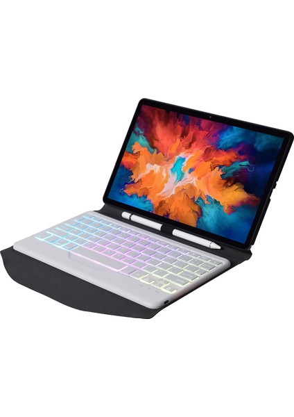 Lenovo Pad Pro 11.5 Inç 2021 TB-J716F Için Klavye + Kılıf Siyah Beyaz (Yurt Dışından)