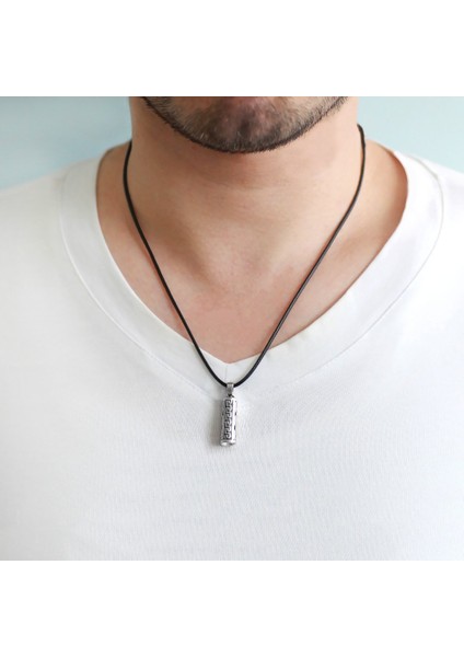 Tarz Tasarım Ip Zincirli 925 Ayar Gümüş Erkek Cevşen Kolye fiyatları