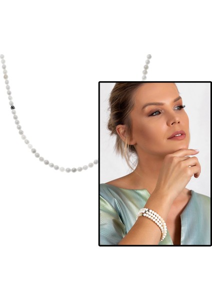 Hem Bileklik - Hem Kolye - Hem Tesbih 99LU Sedef Doğaltaş Aksesuar