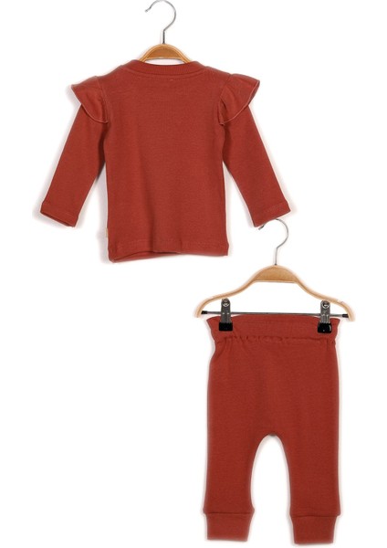 Gots Sertifikalı %100 Organik Pamuk Fırfırlı Sweatshirt ve Pantolon Takım (0-4yaş)