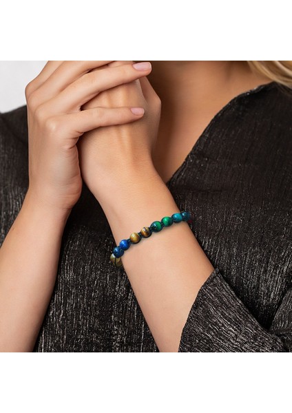 Makrome Örgülü Küre Kesim Çoklu Kaplangözü Doğal Taş Kombinli Kadın Enerji Bilekliği modelleri