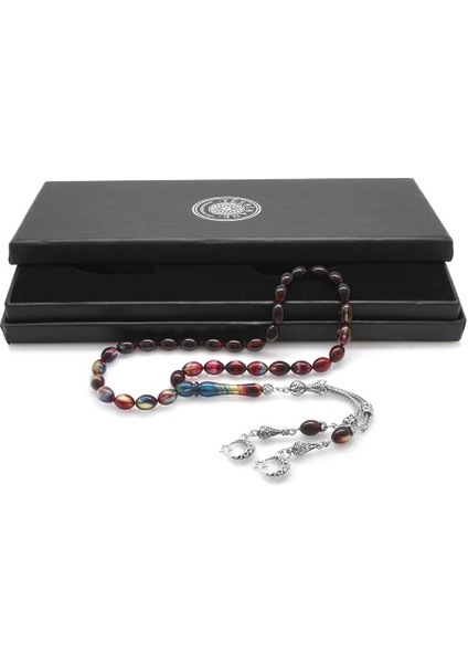 Kararmaz Metal Ayyıldız Püsküllü Arpa Kesim Süzme Bonibon Ateş Kehribar Tesbih