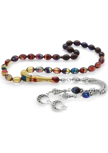 Kararmaz Metal Ayyıldız Püsküllü Arpa Kesim Süzme Bonibon Ateş Kehribar Tesbih modelleri