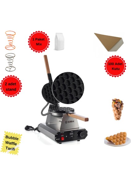 Bubble Waffle Makine Seti Granit