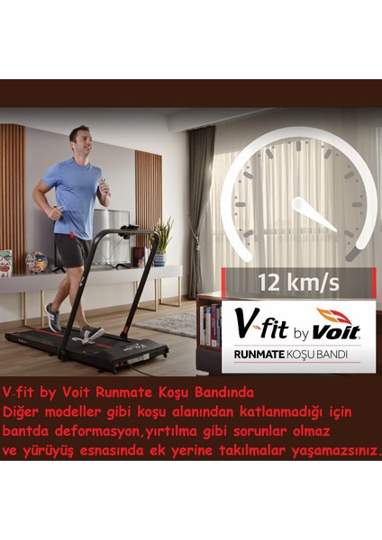 V-Fıt By Voıt Runmate Koşu Bandı - Bluetooth- 12km Hız - Hoparlör - Uzaktan Kumanda - Akıllı Uygulama Destekli