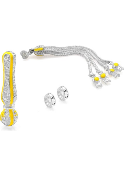 Sarı Mineli Alpaka Püskül Seti