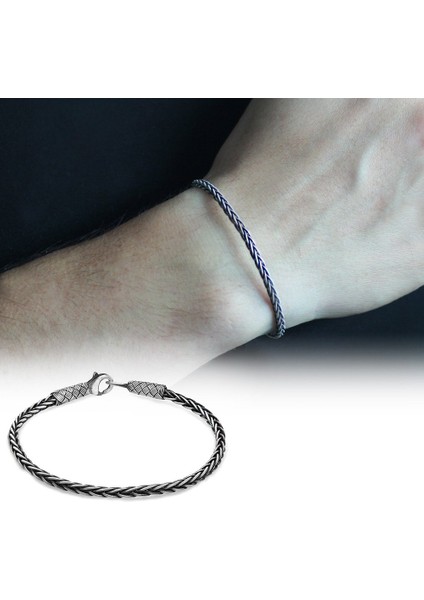 El İşçiliği Foxtail 1000 Ayar Gümüş Kazaz Erkek Bileklik