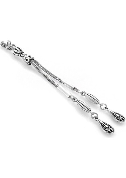 Su Damlası Tasarım 2li Gümüş Renk Kararmaz Metal Püskül