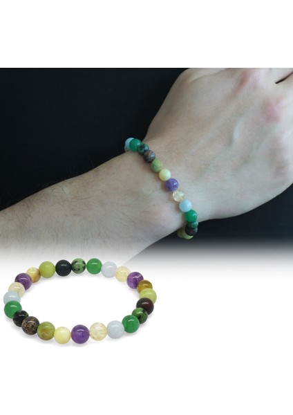 Küre Kesim Çoklu Doğal Taş Kombinli Erkek Şifa Bilekliği fiyatları