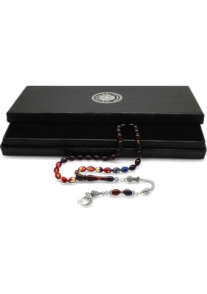 Ayyıldız Kararmaz Metal Püsküllü Arpa Kesim Süzme Bonibon Ateş Kehribar Tesbih