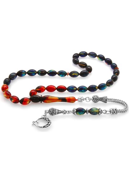 Ayyıldız Kararmaz Metal Püsküllü Arpa Kesim Süzme Bonibon Ateş Kehribar Tesbih modelleri