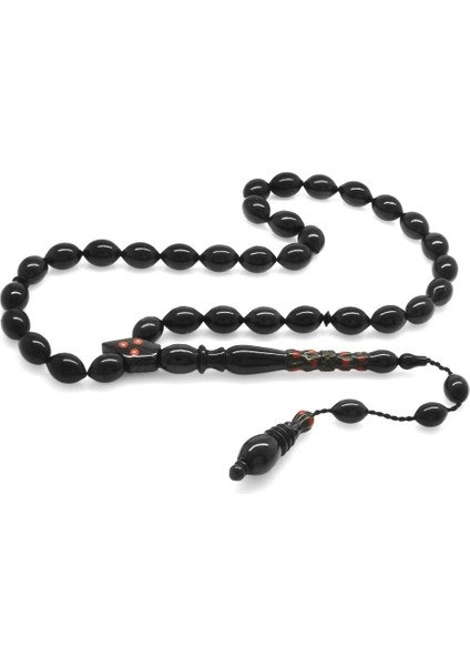 Sistemli Her Tanesi Kumpas Işçilikli Kırmızı Mineli Arpa Kesim Erzurum Oltu Taşı Tesbih