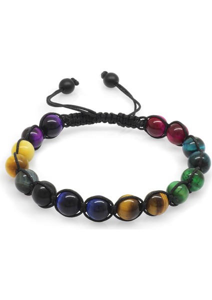 Makrome Örgülü Küre Kesim Çoklu Kaplangözü Doğal Taş Kombinli Erkek Enerji Bilekliği fırsatları