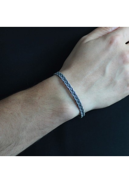 El İşçiliği Modern 1000 Ayar Gümüş Kazaz Erkek Bileklik fiyatları