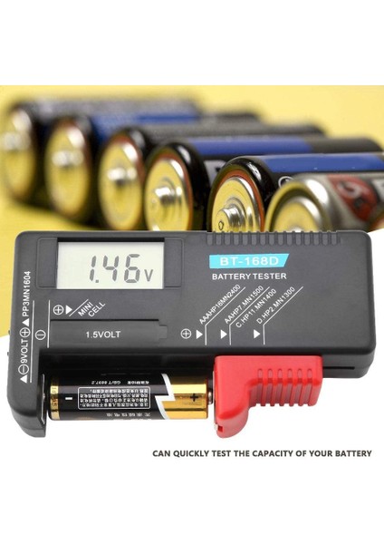 Pil Test Cihazı, BT-168D Dijital Gösterge Pil Test Cihazı Aa/aa/c/d/düğme Pil Pil Için / 9V / 1,5V, Evrensel Dijital Pil Voltaj Test Cihazı fırsatları