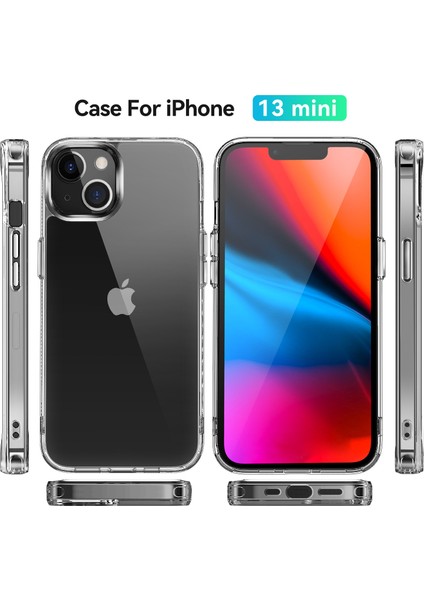 iPhone 13 Mini İçin Crystal Clear Hard Pc Tpu Tampon Koruyucu Kılıf Kapağı - Clear (Yurt Dışından)