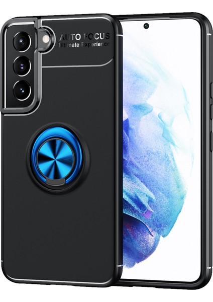 Samsung Galaxy S22 Plus 5g İçin Yüzüklü Arkası Yumuşak Tpu Kılıf Kapaklı - Mavi (Yurt Dışından)