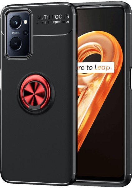 Oppo A36 / Realme 9i İçin Yüzüklü Arkası Yumuşak Tpu Kılıf Kapaklı - Kırmızı - Siyah (Yurt Dışından)