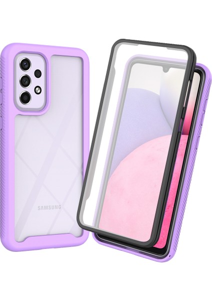 Samsung Galaxy A33 5g İçin Bumper Yerleşik Ekran 360 Tam Koruma Kılıf Kapaklı - Mor (Yurt Dışından)
