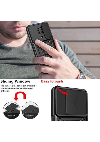 Nokia G10 / G20 İçin Kaydırmalı Kamera Kapaklı ve Halka Tutucu Standlı Sağlam Zırh Koruma Çantası Gümüş - Gümüş (Yurt Dışından) fiyatları