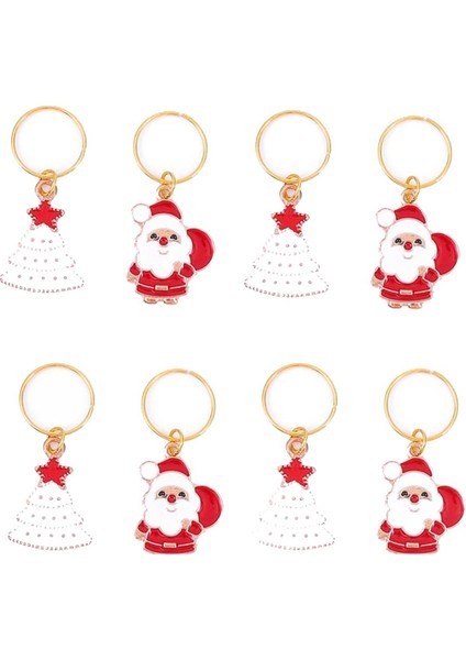 Yılbaşı Noel Baba Figür Sallantılı Saç Küpesii 8'li Paket