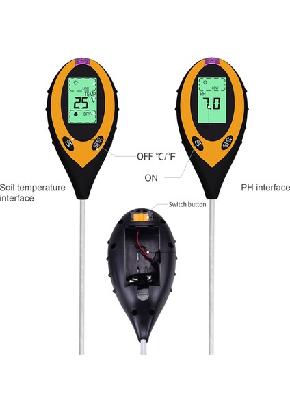 Toprak Ph Ölçer 4-In-1 Toprak Test Kiti Için Ph Nem