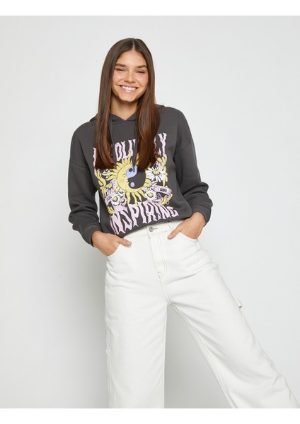Baskılı Kapüşonlu Sweatshirt