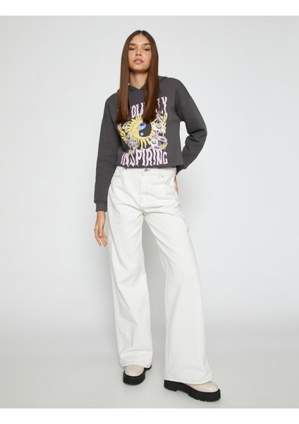 Baskılı Kapüşonlu Sweatshirt