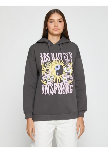 Baskılı Kapüşonlu Sweatshirt