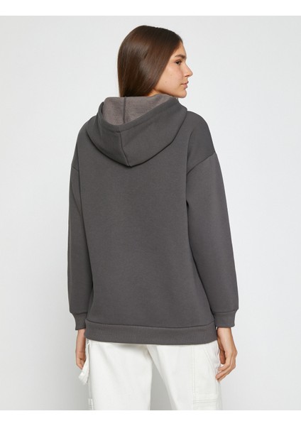 Baskılı Kapüşonlu Sweatshirt
