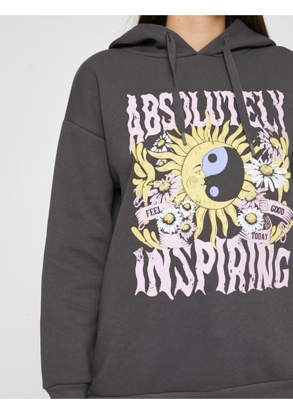 Baskılı Kapüşonlu Sweatshirt