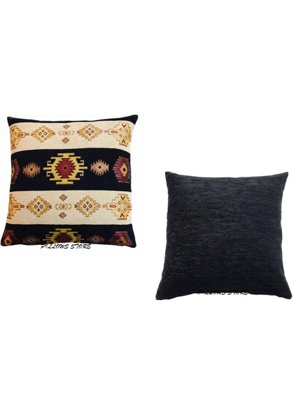 Kilim Desenli Siyah Kırlent Kılıfı Seti -2 Adet 45CM*45CM fırsatları