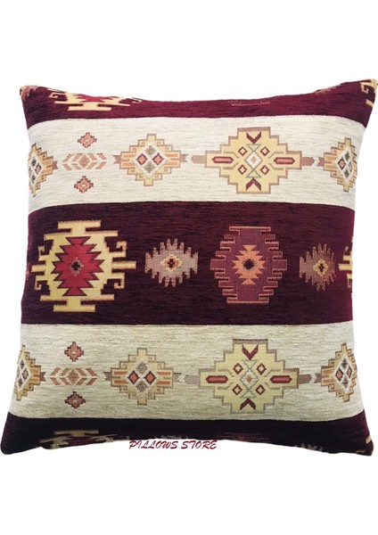 Kilim Desenli Bordo Kırlent Kılıfı Seti -2 Adet 45CM*45CM