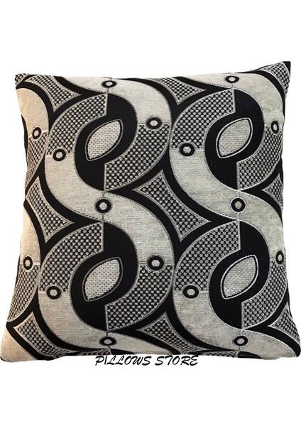 Geometrik Desenli Beyaz Kırlent Kılıfı 45CM*45CM