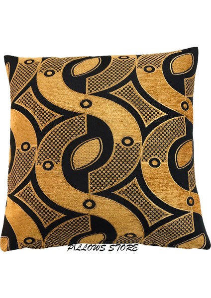 Geometrik Desenli Safran Kırlent Kılıfı 45CM*45CM