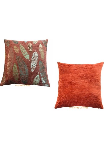 Yaprak Desenli Kiremit Kırlent Kılıfı Seti -2 Adet 45CM*45CM fırsatları