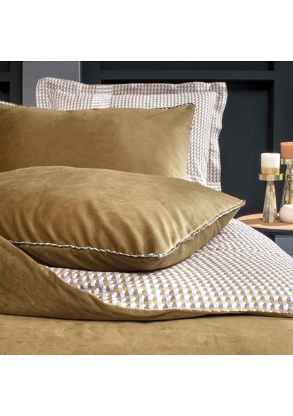 Bedding CharMe Estie Çift Kişilik Xl Kadife Saten Nevresim Takımı - Camel