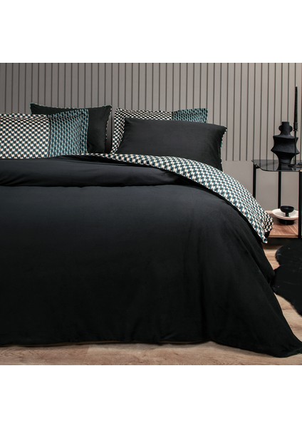 Bedding CharMe Bronte Çift Kişilik Kadife Saten Nevresim Takımı - Siyah