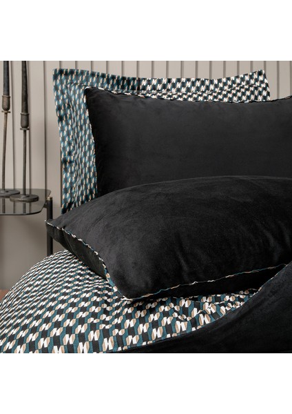 Bedding CharMe Bronte Çift Kişilik Kadife Saten Nevresim Takımı - Siyah